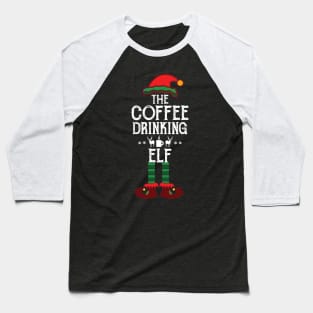 The Coffee Drinking Elf Funny Matching Family Christmas Baseball T-Shirt